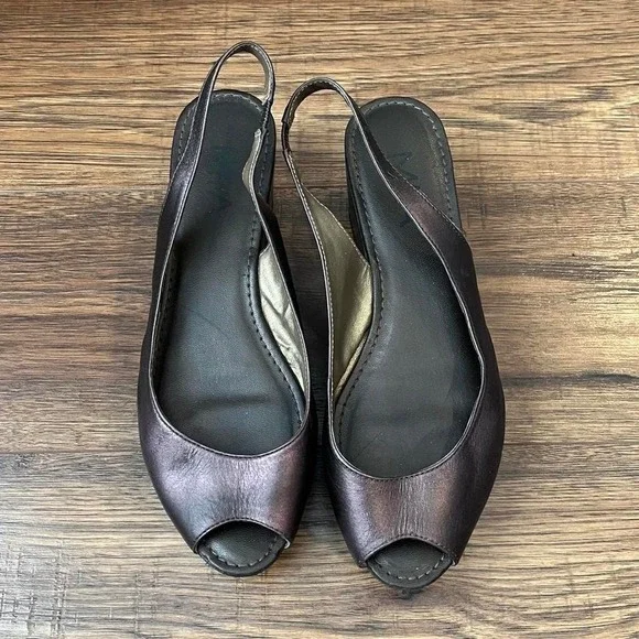 Vintage Brown Platform Wedge Slingback Sandals Peep Toe Chunky Y2K Women 8 Bratz - Picture 3 of 5